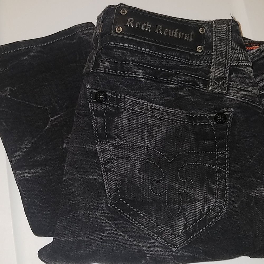 Size 28, Rock Revival, Black Skinny Jeans